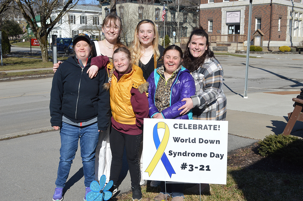 A group of young women celebrating World Down Syndrome Day